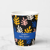Boho Matisse Botanical Blue Custom Baby Shower Pappbecher (Vorderseite)