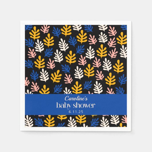 Boho Matisse Botanical Blue Custom Baby Shower Serviette (Vorderseite)