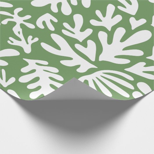 Boho Matisse Botanical Shapes Dark Green Christmas Geschenkpapier (Ecke)