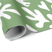 Boho Matisse Botanical Shapes Dark Green Christmas Geschenkpapier (Rolleneckpunkt)