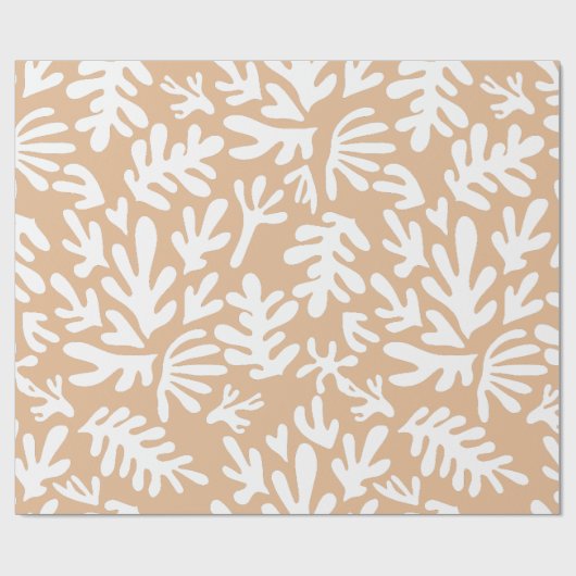 Boho Matisse Botanical Shapes Gold Weihnachten Geschenkpapier (Flach)