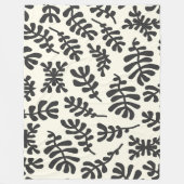 Boho Matisse Botanical Shapes Schwarz-weiß Fleecedecke (Vorderseite)
