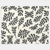 Boho Matisse Botanical Shapes Schwarz-weiß Fleecedecke (Vorderseite (Horizontal))
