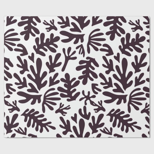 Boho Matisse Botanical Shapes Schwarz-weiß Geschenkpapier (Flach)