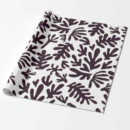 Boho Matisse Botanical Shapes Schwarz-weiß Geschenkpapier (Ungerollt)