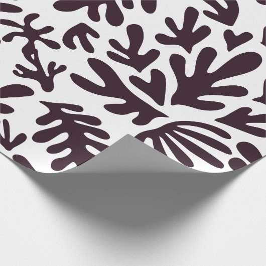 Boho Matisse Botanical Shapes Schwarz-weiß Geschenkpapier (Ecke)