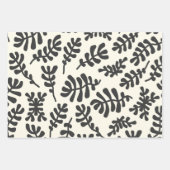 Boho Matisse Botanical Shapes Schwarz-weiß Geschenkpapier Set (Vorderseite 2)