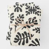 Boho Matisse Botanical Shapes Schwarz-weiß Geschenkpapier Set (Beispiel)
