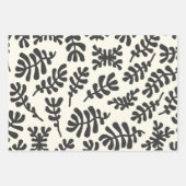 Boho Matisse Botanical Shapes Schwarz-weiß Geschenkpapier Set (Vorderseite)
