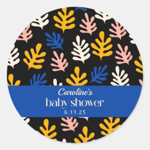 Boho Matisse Botanisch Blau Benutzerdefinierte Bab Runder Aufkleber