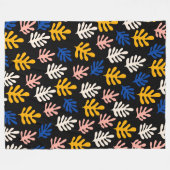 Boho Matisse Botanische Formen in Schwarz Rosa Bla Fleecedecke (Vorderseite (Horizontal))