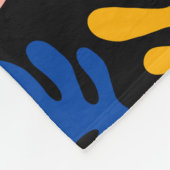 Boho Matisse Botanische Formen in Schwarz Rosa Bla Fleecedecke (Ecke)