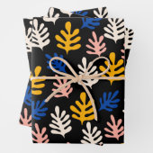 Boho Matisse Botanische Formen in Schwarz Rosa Bla Geschenkpapier Set (Beispiel)