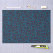 Boho Matisse botanische Formen Muster Schwarz Blau Seidenpapier (Handwerk)