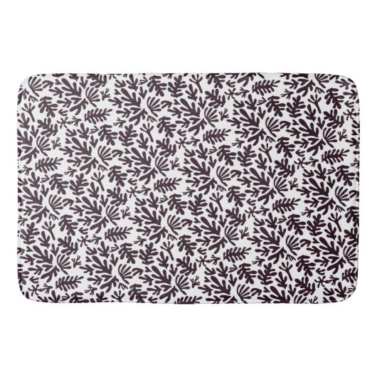 Boho Matisse botanische Formen Muster Schwarz Grau Badematte (Vorderseite)