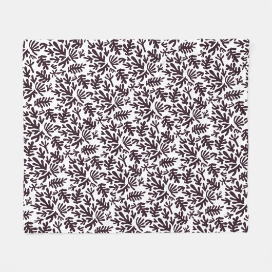 Boho Matisse botanische Formen Muster Schwarz Grau Fleecedecke (Vorderseite (Horizontal))