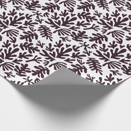 Boho Matisse botanische Formen Muster Schwarz Grau Geschenkpapier (Ecke)