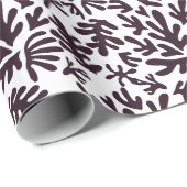 Boho Matisse botanische Formen Muster Schwarz Grau Geschenkpapier (Rolleneckpunkt)