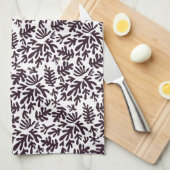 Boho Matisse botanische Formen Muster Schwarz Grau Geschirrtuch (Viertel Falte)
