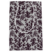 Boho Matisse botanische Formen Muster Schwarz Grau Mittlere Geschenktüte (Vorderseite)