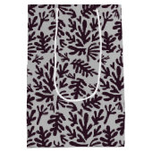 Boho Matisse botanische Formen Muster Schwarz Grau Mittlere Geschenktüte (Rückseite)