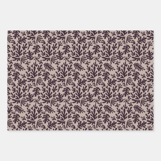Boho Matisse Botanische Formen Muster Schwarze Cre Geschenkpapier Set (Vorderseite 2)