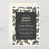 Boho Matisse Botanisches Schwarz-weißes Brautparty Einladung (Vorne/Hinten)