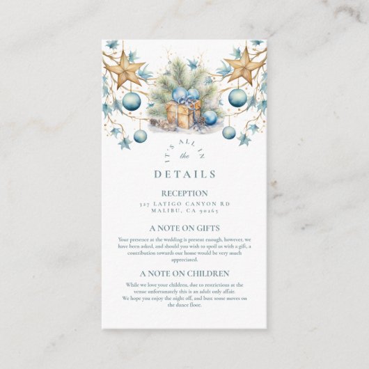 Boho Mattiert Blue Pine Wedding Begleitkarte (Vorderseite)