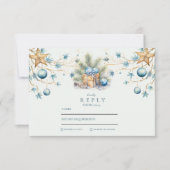 Boho Mattiert Blue Pine Wedding RSVP Karte (Vorderseite)