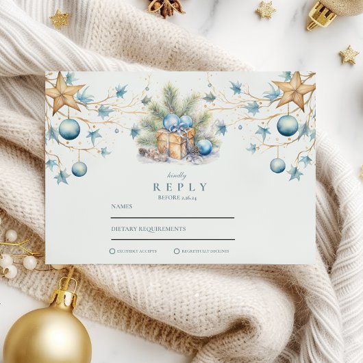 Boho Mattiert Blue Pine Wedding RSVP Karte