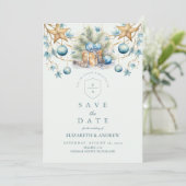 Boho Mattiert Blue Pine Wedding Save The Date (Stehend Vorderseite)