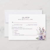 Boho Mauve and Lilac Flowers Wedding RSVP Card (Vorderseite)