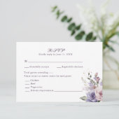 Boho Mauve and Lilac Flowers Wedding RSVP Card Karte (Stehend Vorderseite)