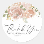Boho Mauve Peach Blume Brautparty Vielen Dank Runder Aufkleber (Vorderseite)