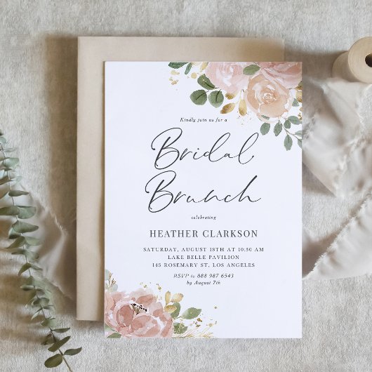 Boho Mauve Peach Blume Bridal Brunch QR Code Einladung