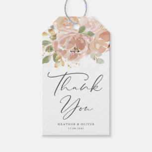 Boho Mauve Peach Blume Hochzeit Vielen Dank Geschenkanhänger
