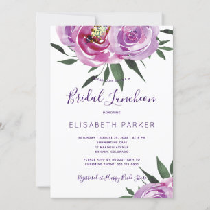 Boho mauve peonies lila Pflaume Bridal Mittagessen Einladung