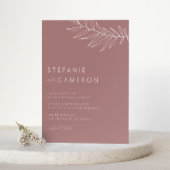 Boho Mauve Pink Minimalistische Foliage Hochzeit Einladung