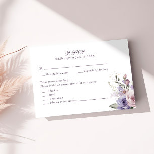 Boho Mauve und Flieder Blumen Hochzeit RSVP Karte