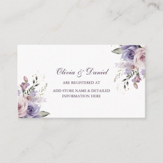 Boho Mauve und Lilac Blume Wedding Registry Card Begleitkarte (Vorderseite)