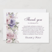 Boho Mauve und Lilac Floral Wedding Dankeskarte (Rückseite)