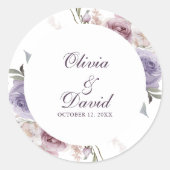 Boho Mauve und Lilac Floral Wedding Runder Aufkleber (Vorderseite)