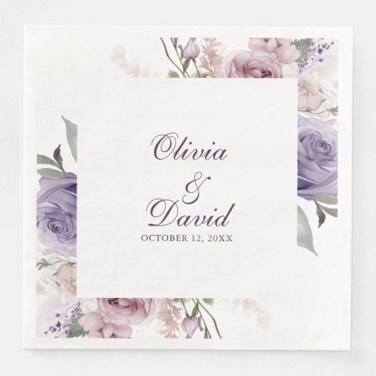 Boho Mauve und Lilac Floral Wedding Serviette (Vorderseite)