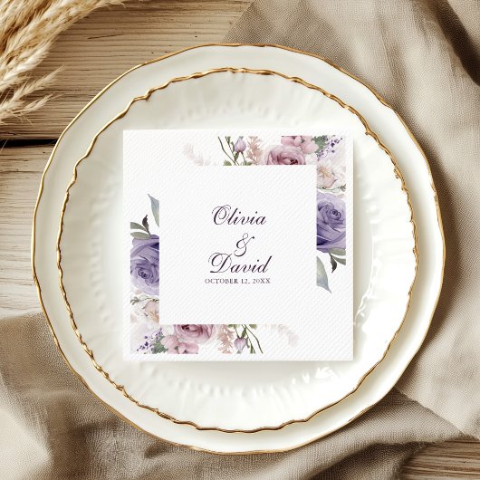 Boho Mauve und Lilac Floral Wedding Serviette