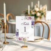 Boho Mauve und Lilac Floral Wedding Tischnummer