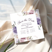 Boho Mave und Lilac Floral Save the Date Card