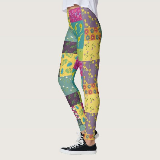 Boho Maximalist Patchwork Quilt Gemustert Leggings (Links)