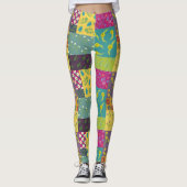 Boho Maximalist Patchwork Quilt Gemustert Leggings (Vorderseite)
