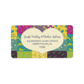 Boho Maximalist Patchwork Quilt Herzadresse Adressaufkleber (Vorne)