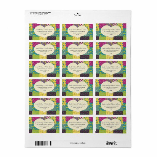 Boho Maximalist Patchwork Quilt Herzadresse Adressaufkleber (Vorne)